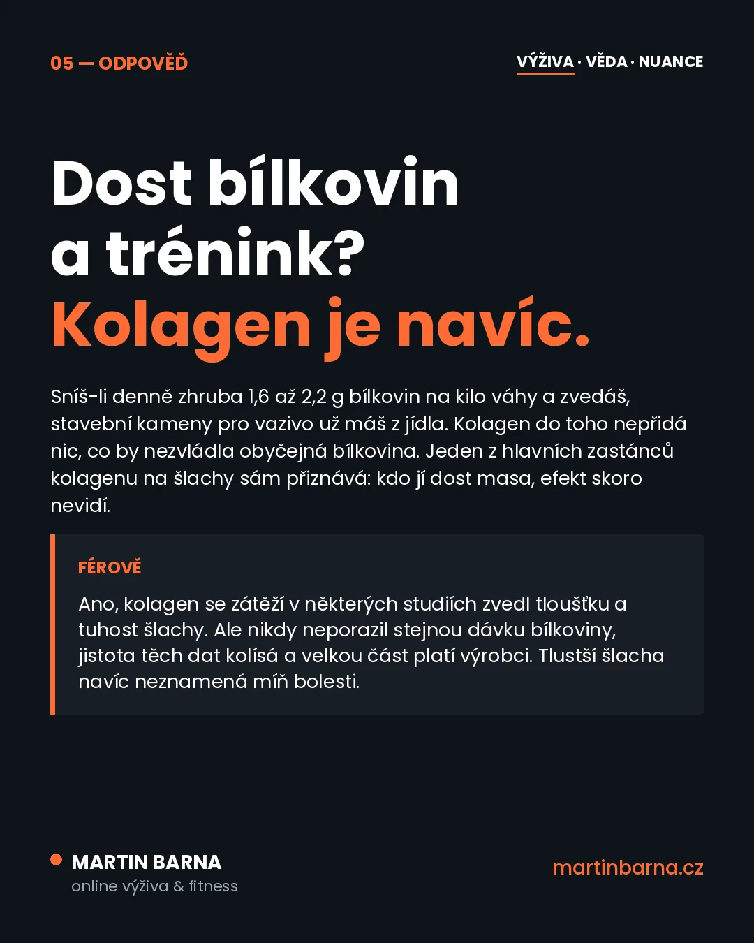 Kolagen na klouby, nebo prostě bílkovina? — další důkazy