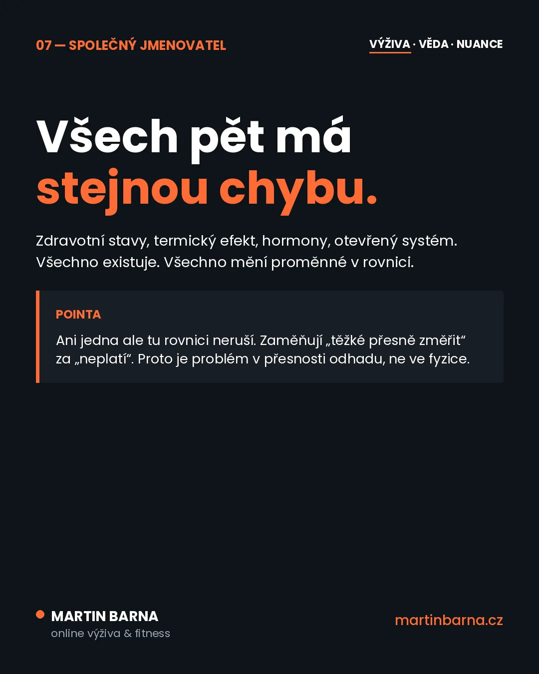 5 námitek proti kalorickému deficitu (a proč ani jedna neplatí) — hlavní páka