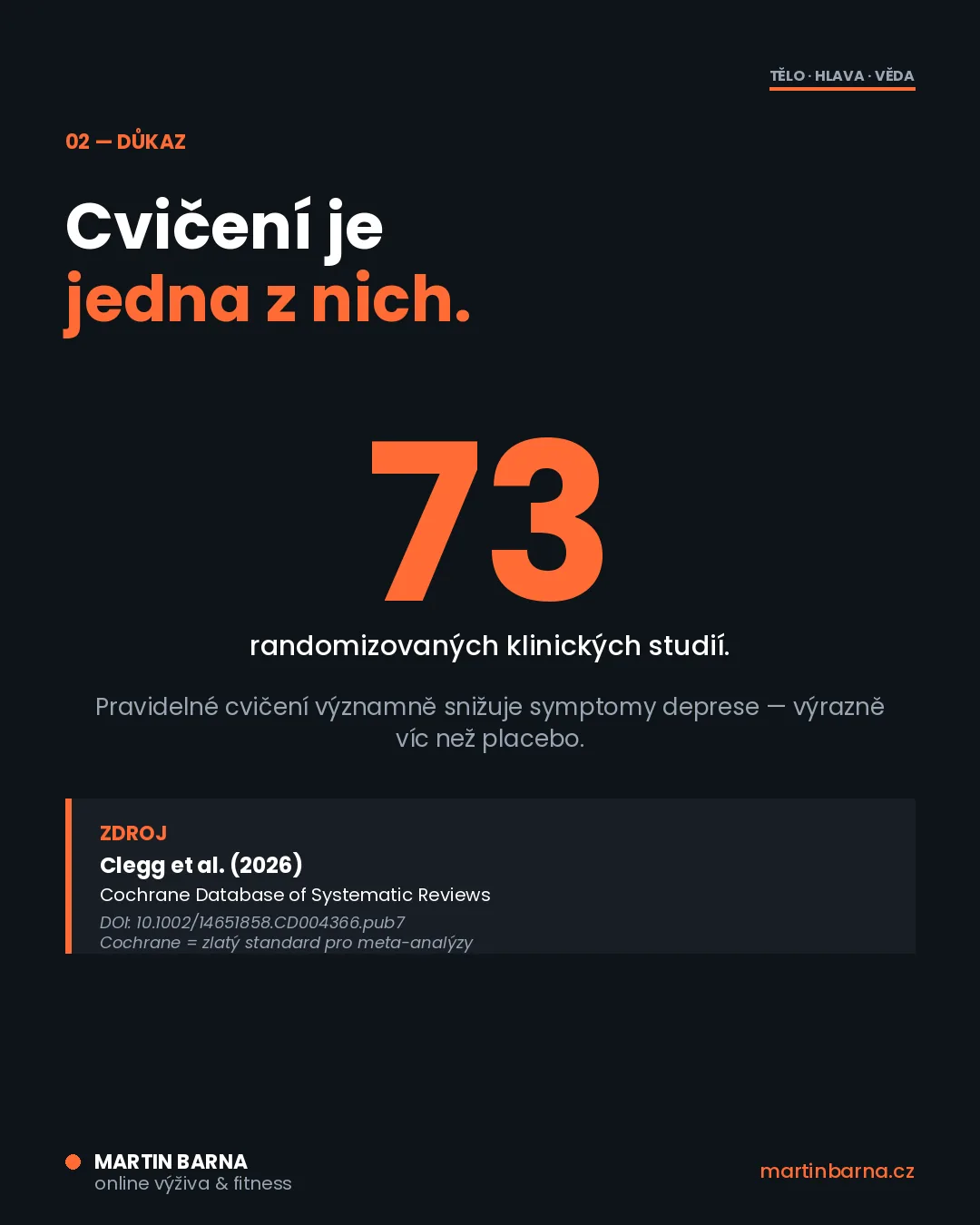 Pohyb a nálada: co říká velká Cochrane meta-analýza — jádro problému