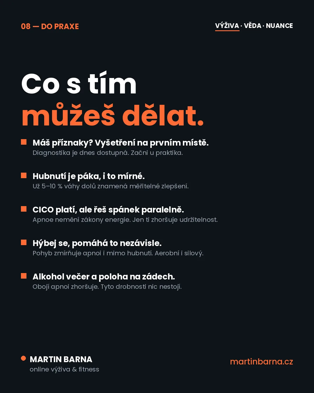 Děláš všechno správně a váha stojí? Možná je to spánková apnoe — praktické tipy